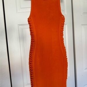 Elegant Orange Sleeveless Dress